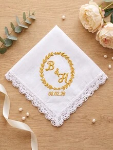 1pc Personalized Bride Wedding Handkerchief, Custom Text Hankerchief, Custom Keepsake Handkerchief For Wedding Bridal Party Gift - Multicolor - View 15