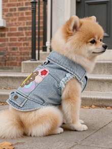 1PC Pet Clothes 2026 New Small Dog Puppy Cat Cute Pet Embroidered Pattern Lapel Sleeveless Design Butterfly Coat - Multicolor - View 2