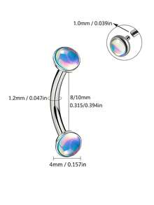1pc Fashionable Glitter Oily Iridescent Eyebrow, Lip, Ear Cartilage, Tongue Piercing Unisex Suitable For Daily Wear - Flash Film - View 2