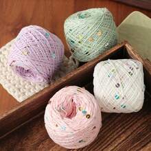 150g/3pcs Multi-Color Beautiful Pale Purple Sequin Yarn Cotton Thread 1mm Iridescent Round Sequins INS Hot-Selling Braided Hair Ties Pure Cotton Knitted Yarn - 150G/3PC - View 4