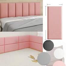 1pc 20x40cm Self-Adhesive Wall Sticker Wall Protection Pad Bedroom Headboard Bedside Fabric Soft Cushion Tatami Decorative Sticker - A - View 4