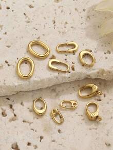 1 Pc 304 Stainless Steel 18K Gold Plated Oval Spring Trigger Clasps Carabiner Spring Clasps Connectors, Hand‑Making Accessories Necklaces Bracelets - Buckle - View 5