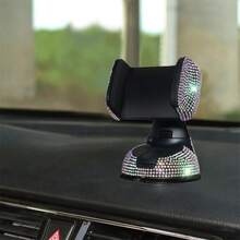 1 st bilnavigeringsfäste med strass, 2 stilar: färgglad strass och vit strass, universal för instrumentbräda och luftventil, säkert grepp, dekorativt för kupén, förstärker bilens lyxiga interiörstil, praktisk interiörtillbehör för bil - Mobilhållare för bil med sugeffekt och strass - Visa 12