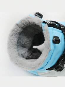 1pc Dog Winter Jacket, Built-In D-Ring Harness Vest, High Visibility At Night, Soft Lining Warm Dog Vest, Zipper Closure High Collar Thick Snow Jacket, Suitable For Small, Medium And Large Dogs - Mint Blue - View 7