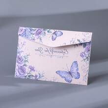 8 Pcs/Set (4 Envelopes + 4 Letter Papers) Purple Butterfly Rose Envelope Letter Paper Set, Aesthetic Floral Writing Stationery Scrapbook Paper, Decorative Invitation Kit For Birthday Wedding Holiday Party Supplies - Purple Butterfly - View 10