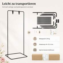 GLADNEY Höhenverstellbarer Hochzeits-Willkommensschild-Halter, Schwarzer Posterständer,Metall Staffelei Ständer Bodenstehend mit 4 Lederriemen, für Hochzeit Sitzplan Party Messe ,80 x 50 x 175 cm, bis 5 kg - Standard - Übersicht 6