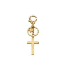 Hot-Selling Minimalist Double-Sided Cross Keychain Pendant, Creative Personalized Bag Charm Key Holder - Gold - View 3