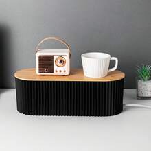 Vertical Textured Cable Management Box With Bamboo Lid, Large Capacity Power Strip Organizer, Multi-Slot Cord Hiding Box, Nordic Minimalist Desktop Cable Organizer For Home, Bedroom And Office - Multiple Styles - View 7