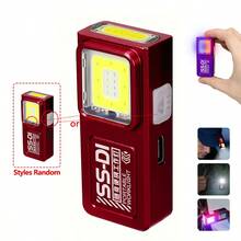 Ultra Bright Mini LED Multi-Function Flashlight, USB Rechargeable Handheld Light, Magnetic Work Light, 4 Lighting Modes, With Red & Blue Side Warning Lights, Compact Portable Design, Suitable For Home Emergency, Hiking, Camping, Fishing, Work And Car Repair - Multicolor - View 12