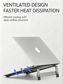 1pc Aluminum Alloy Laptop Stand, Ergonomic Detachable Laptop Riser, Silver And Black Optional - View 2
