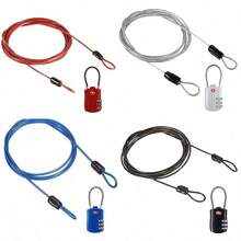 1 bộ khóa cáp thép mềm 1,5m kèm khóa số TSA, khóa chống trộm cho hành lý, xe scooter, mũ bảo hiểm, bạt phủ ô tô và kính chắn gió, khóa du lịch nước ngoài cho ba lô, tủ, vali du lịch - Nhiều màu - Xem 2