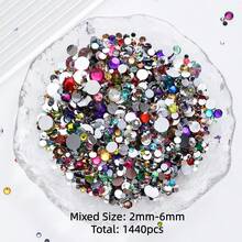 2mm-3mm-4mm-5mm-6mm Mixed Size 1440 Pieces/2000 Pieces/Pack Resin Rhinestone Color Non Heat Fixed Flat Back Adhesive Flash Foaming Rhinestone Jelly Beads For Mugs, Bottles, Rollers, Phone Cases, Handmade DIY Jewelry Accessories - Mixed Size - View 47
