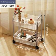 四层亚克力储物推车，透明浴室收纳推车，透明洗衣房移动收纳架，多功能滚动置物推车，适用于办公室和客厅 - 彩色 - 查看 7