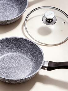 8/10/12pcs Marble Coated Aluminum Cookware Set, Grey Blue Speckled Pot Body, Compatible With Gas Stoves And Induction Cooktops, For Soup Boiling, Braising And Frying Various Ingredients In Household Kitchens - View 8