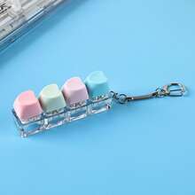 4-Key Mechanical Keyboard Fidget Keychain With Clicky Switch Buttons And Adhesive Keycaps, Finger Clicker Stress Relief Desktop Toy, Suitable For Gamers, Office Workers, Teens 14+ And Adults, Halloween/Christmas/Stocking Stuffer (Random Color) - Multicolor - View 5
