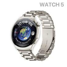 JIDITECH Smartwatch de moda - Relojes para hombre de alta gama Pantalla AMOLED 3D curva, correa de titanio (incluye 2 correas), armazón de acero de grado aeronáutico. Decenas de esferas intercambiables, más de 100 modos deportivos, monitoreo de salud, llamadas Bluetooth, carga inalámbrica. - RELOJ DORADO 5 - Ver 1