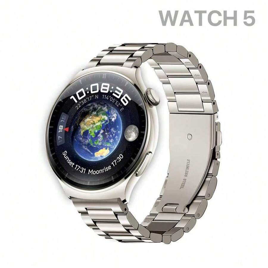 JIDITECH Smartwatch de moda - Relojes para hombre de alta gama Pantalla AMOLED 3D curva, correa de titanio (incluye 2 correas), armazón de acero de grado aeronáutico. Decenas de esferas intercambiables, más de 100 modos deportivos, monitoreo de salud, llamadas Bluetooth, carga inalámbrica. - RELOJ DORADO 5 - Ver 1