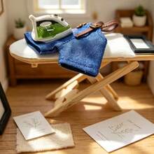 Dollhouse Decor, Miniature Sewing Scene Prop Model Ornament, Mini Realistic Handheld Resin Iron Model, Pocket Scene DIY Small Parts, Collectible Gift For Hobbyists And Enthusiasts - Miniature Ironing Board + Iron Model - View 4