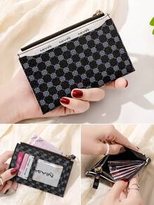 MIYIN Fashion Printed PU Dual-Color Card Holder Zipper Coin Purse Lightweight Portable Cash Credit Card Coin Purse Short Wallet Compact Wallet Pocket Wallet Women's Mini Card Holder Credit Card Holder ID Card Holder Multi-Function Card Holder - Multicolor - View 9