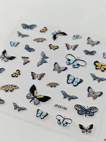 2pcs 3D Embossed Watercolor Butterfly Face Stickers, Waterproof Butterfly Face Decor Stickers; Suitable For Music Festivals, EDM Parties, Cosplay, Wedding Bridal Makeup - Multicolor - View 10