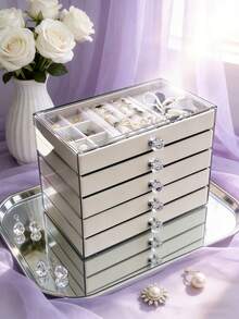 1pc Acrylic Multi-Layer Drawer Jewelry Storage Box, Transparent Visible Compartments, Dust-Proof And Anti-Oxidation, Home And Travel Storage For Rings, Earrings, Necklaces, Luxury Large Capacity Jewelry Box - Multicolor - View 20