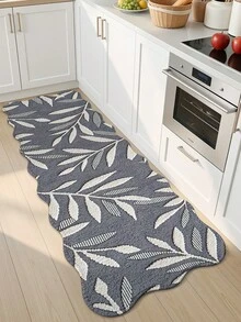 DAJIANG 1pc 3D Printed Woven Long Runner Rug, Leaf Pattern Vintage Grey, Kitchen Rug, Long Hallway Rug, Floor Mat, Suitable For Bathroom, Kitchen, Outdoor Hallway, Bedroom, Living Room, Machine Washable Rug Accessory, Easy To Clean, Entryway Non-Slip Rug, Bedroom Autumn Decor - Multicolor - View 6
