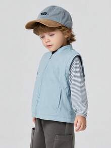 mini bala Chaleco unisex para bebé y niños, cálido, grueso, suave, holgado y versátil, para usar como prenda interior y exterior, otoño e invierno - gris azul - Ver 2