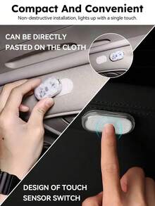 7-Color Touch Sensor LED Car Atmosphere Light, 6 High-Brightness LED Beads, USB Rechargeable Car LED Night Light, Car Accessories - Multicolor - View 7