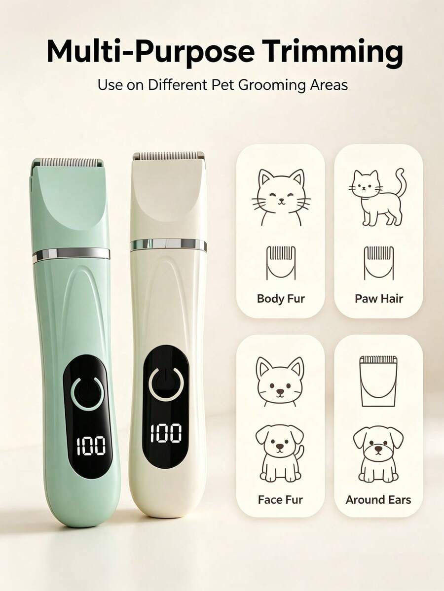 4-In-1 Multifunctional Pet Grooming Electric Clipper, Cat And Dog Paw Hair Trimming Tool, Home All-In-One Pet Grooming Accessory, Cat And Dog Paw Hair Shaver, Nail Grinder, Low Noise Paw Trimming Tool