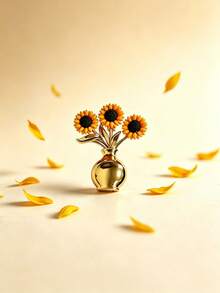 Vintage Gold Metal Sunflower Brooch, Women's Multi-Functional Clothing Accessory, Daily Commute Party Supplies, Holiday Gift - Gold - View 9