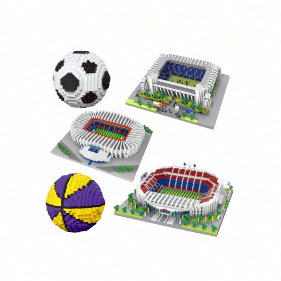 2026 New World Famous Football Stadium Barcelona Camp Nou/ Stadium/Paris Saint-Germain Stadium/Football/Basketball Creative & Educational Building Block Set Model Fan Souvenir Art Decor - Multicolor - View 1