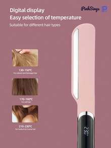 PinkSings Hair Straightening Iron With Hot Oil Treatment For Less Heat Damage, Wide Flat Iron With Essential Oil Roller For Hair Caring, 6 Temperature Settings - Pink - View 5