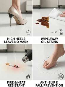 Glossy Floor Renewal Stickers - Removable Peel And Stick Vinyl Floor And Wall Decals, Wear-Resistant, Waterproof, Stain-Resistant, Easy To Clean And Maintain, Suitable For Bathroom, Kitchen, Living Room, Bedroom, RV Renovation And Decoration - Floor Stickers - View 2
