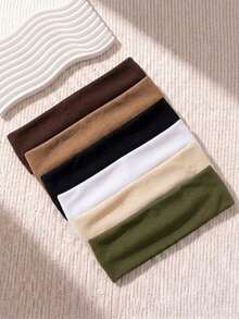 12pcs/Set Solid Color Wide Headbands For Women Soft Stretchy Elastic Hair Bands Basic Minimalist Headwraps For Daily Workout Autumn Hair Accessories - Multicolor - View 3