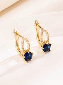 1 Pair Elegant High-End Hollow Teardrop Zirconia Ear Cuffs Hoop Earrings For Women, Multi-Color Versatile For Party, Banquet, Date - Earrings - View 23