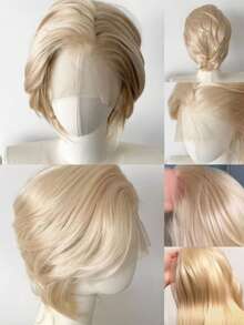 Tóc giả ngắn 13*1 Lace Front, tóc giả sợi tổng hợp 12 inch chưa tạo kiểu, phù hợp để luyện tập tạo kiểu tóc giả, làm tóc giả cho người mới bắt đầu, cosplay cho người mới bắt đầu, nhiều màu sắc, Halloween - Nhiều màu - Xem 5