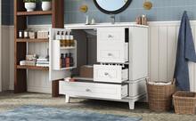 Bathroom Vanity Made Of Wood With Storage With Drawers Freestanding White - White - View 7