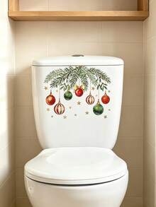 1pc Christmas Pendant Toilet Lid Decorative Sticker, PVC Material, Easy To Install And Remove, Suitable For Seasonal Home Decor, Sticker, Wall Decal, Home Decor Decal, Scene Decoration, Holiday Decoration, Christmas Decoration - Multicolor - View 5