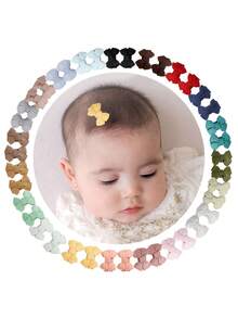 40pcs Baby Hair Clips Mini Spring Clips Macaron Color Bows, Non-Slip Hair Clips, Suitable For Newborn Fine Hair, Holiday Party Baby Hair Accessories - Multicolor - View 15