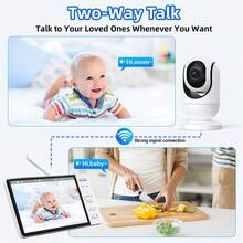 CDYCAM 7'' Video Baby Monitor With Pan Tilt Zoom Camera VOX Temperature Detection Night Vision Two Way Talk Cam - White - View 9
