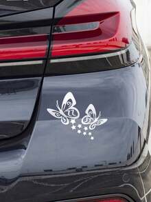 1pc White 30*15cm Sun Wave Car Window Bumper Sticker, Suitable For Car Window, Laptop, Bicycle, Cute Sun Flower Decor For Rearview Mirror, Car Accessories, Vinyl Sticker, DIY Waterproof Decoration - White - View 12