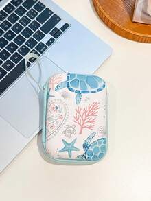 Cute Printed Hard Shell Electronic Organizer Case, Portable Travel Cable Storage Bag, Zipper Pouch For Charger, Earbuds, Power Bank, USB Cord, Small Digital Accessories - Multicolor - View 11