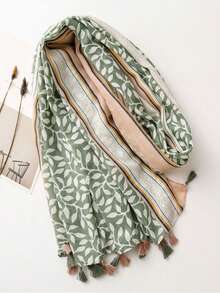 1pc Fashion Printed Headscarf, Women's Headscarf, Vacation Outfit, Autumn Decoration, Hair Accessory, Suitable For Festivals And Daily Wear - Mint Green - View 3
