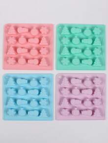1pc 16-Cavity Creative Tree And Snowman Shaped Chocolate Silicone Mold, 3D Candy, Pudding, Cookie, Ice Cube Mold, Cake Decorating Baking Tool - Multicolor - View 11