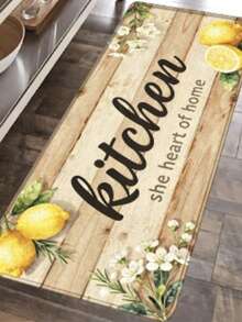 1 Pieza Alfombra de Piso de Cocina con Diseño Floral de Limón, a Prueba de Aceite, Impermeable, Antideslizante, Alfombra de Piso de Tira Larga para Cocina, Alfombra Antimanchas a Prueba de Aceite para Pies, Alfombra de Piso de Tira Larga con Impresión de Madera para Cocina - Cocina Limón - Ver 17
