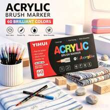 60pcs Acrylic Paint Markers, Liquid Ink Marker Pen Set With Stackable Design, Smooth Flow Paint Pens With Vibrant Colors For Drawing, DIY Crafts And Creative Projects, Back To School Art Supplies - Sets - View 3