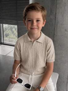 Young Boys Knit Tops - Apricot - View 1