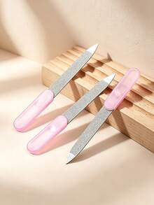 3pcs Pearlescent Pink Nail File Set, Nail Grooming Polishing, Manicure Tools, Travel Essential, Back To School Must-Have, Bedroom Vanity Practical, Affordable Good, Holiday Essential, Gift For Women - Multicolor - View 5