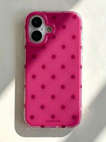 Ins韓系極簡黃色波點手機殼，適用於Apple 17 Pro Max、13/12/16 Pro、新款15 Pro Max，女款純色創意雙層全包覆硬殼保護套 - 玫紅色 - 查看 2