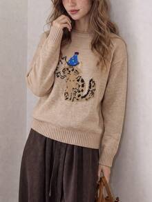 Sweater Pullover Leher Bulat Motif Kartun Lucu Kasual Musim Gugur/Dingin Terbaru untuk Wanita - Jeruk - View 4